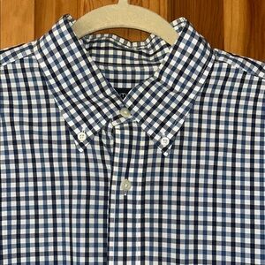 Nautica Blue and White Pkaid Button Down Shirt